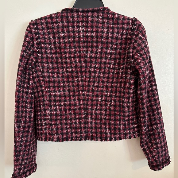 New Hugo Boss Johella Modern Tweed Cotton Blend Jacket. Red. Size 4 - Picture 7 of 15